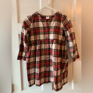 Hanna Andersson girls red plaid button-down dress. Size 140/10.